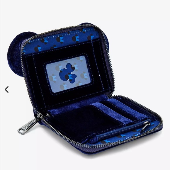 Loungefly Disney Minnie Mouse Velvet Pearl Ears Zip Wallet - Picture 7 of 7